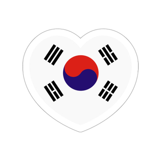 Heart Flag of South Korea 1949-1984 - STICKER Vinyl Die-Cut Decal-White-The Sticker Space