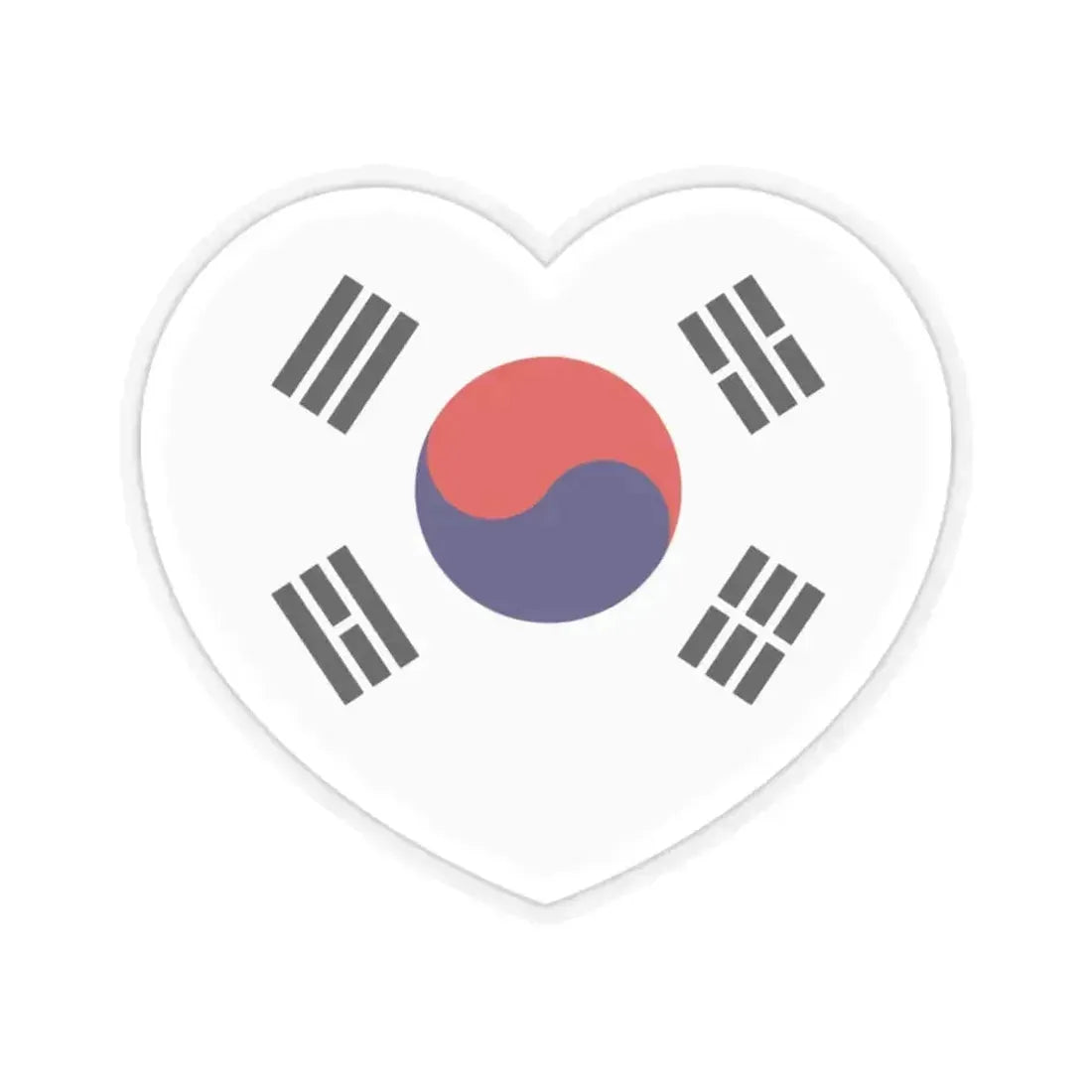 Heart Flag of South Korea 1949-1984 - STICKER Vinyl Kiss-Cut Decal 2 Inch Transparent - The Sticker Space