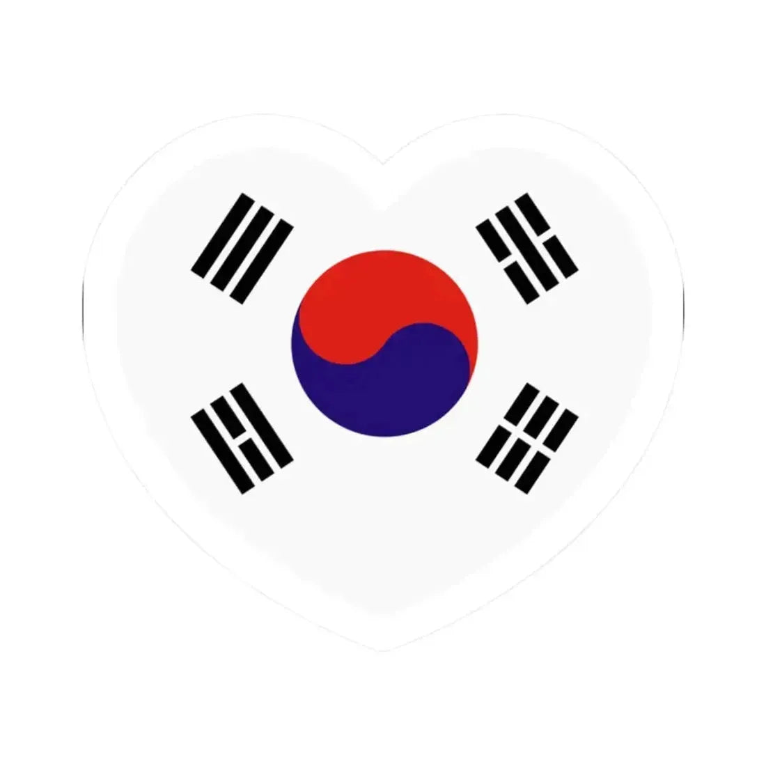 Heart Flag of South Korea 1949-1984 - STICKER Vinyl Kiss-Cut Decal 2 Inch White - The Sticker Space