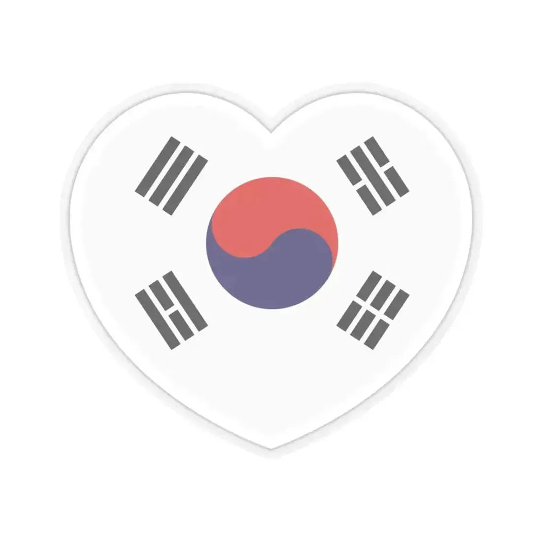 Heart Flag of South Korea 1949-1984 - STICKER Vinyl Kiss-Cut Decal 3 Inch Transparent - The Sticker Space