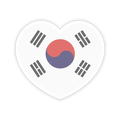 Heart Flag of South Korea 1949-1984 - STICKER Vinyl Kiss-Cut Decal 3 Inch Transparent - The Sticker Space