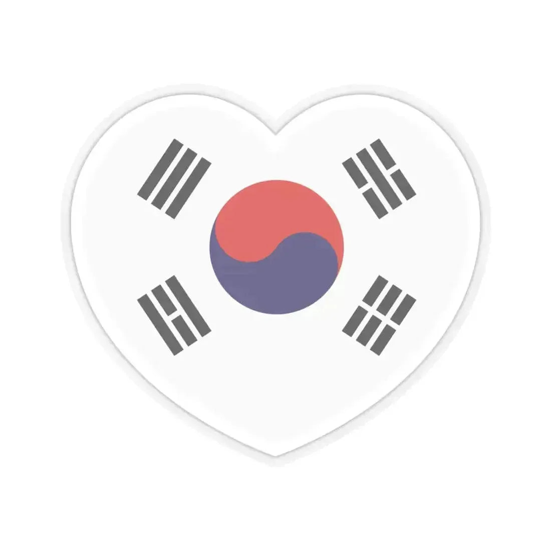 Heart Flag of South Korea 1949-1984 - STICKER Vinyl Kiss-Cut Decal 4 Inch Transparent - The Sticker Space