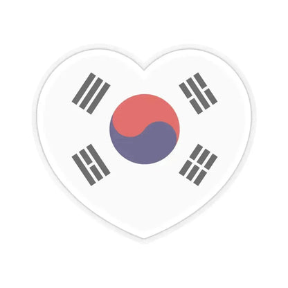 Heart Flag of South Korea 1949-1984 - STICKER Vinyl Kiss-Cut Decal 4 Inch Transparent - The Sticker Space