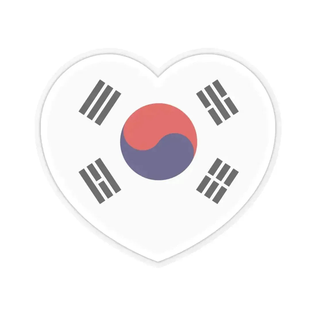 Heart Flag of South Korea 1949-1984 - STICKER Vinyl Kiss-Cut Decal 6 Inch Transparent - The Sticker Space