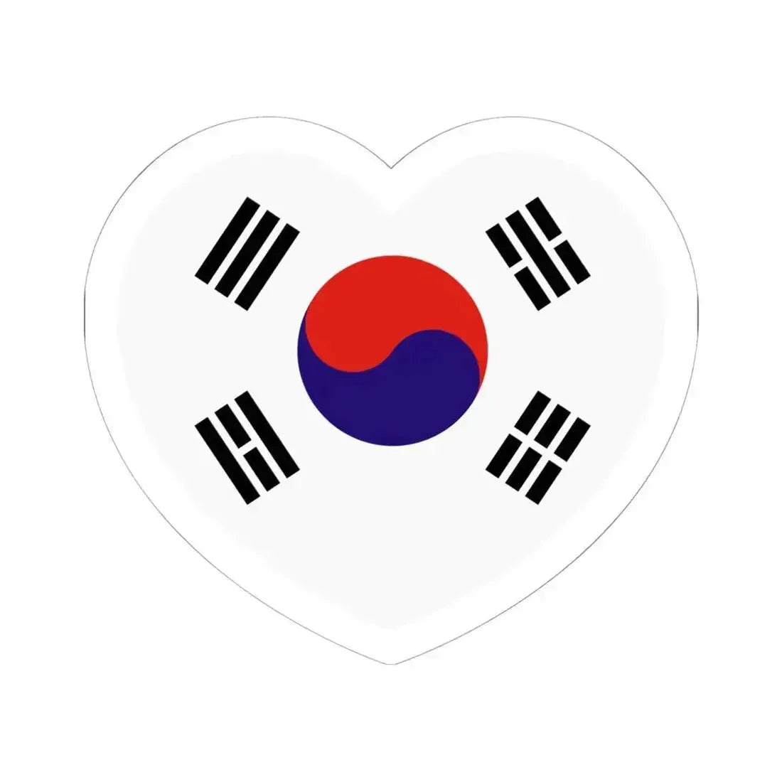 Heart Flag of South Korea 1949-1984 - STICKER Vinyl Kiss-Cut Decal 6 Inch White - The Sticker Space