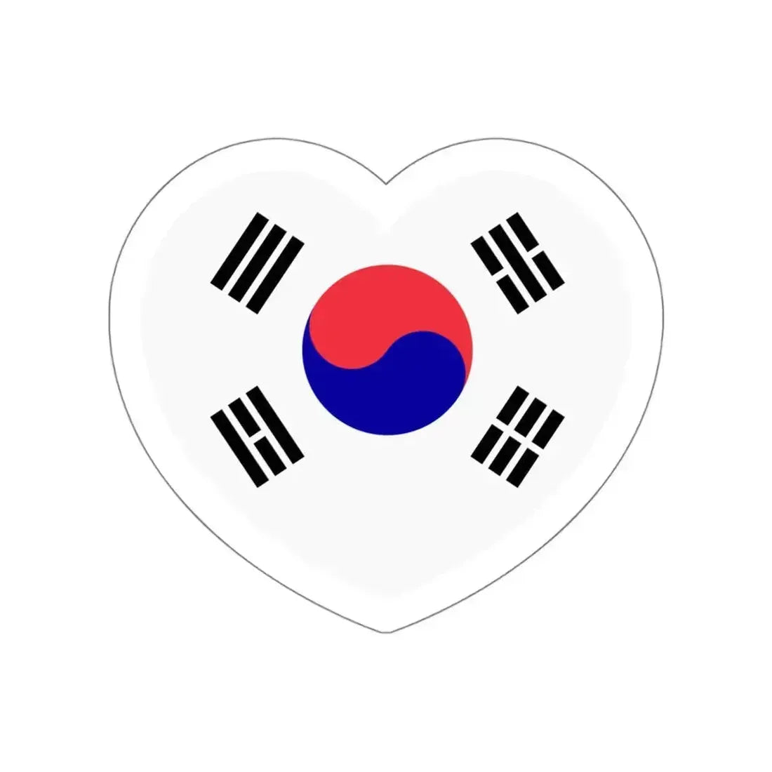 Heart Flag of South Korea 1984-1997 - STICKER Vinyl Die-Cut Decal White Die-Cut 5 Inch - The Sticker Space