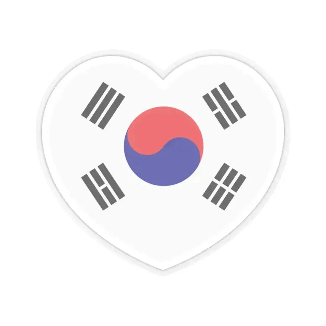 Heart Flag of South Korea 1984-1997 - STICKER Vinyl Kiss-Cut Decal 2 Inch Transparent - The Sticker Space