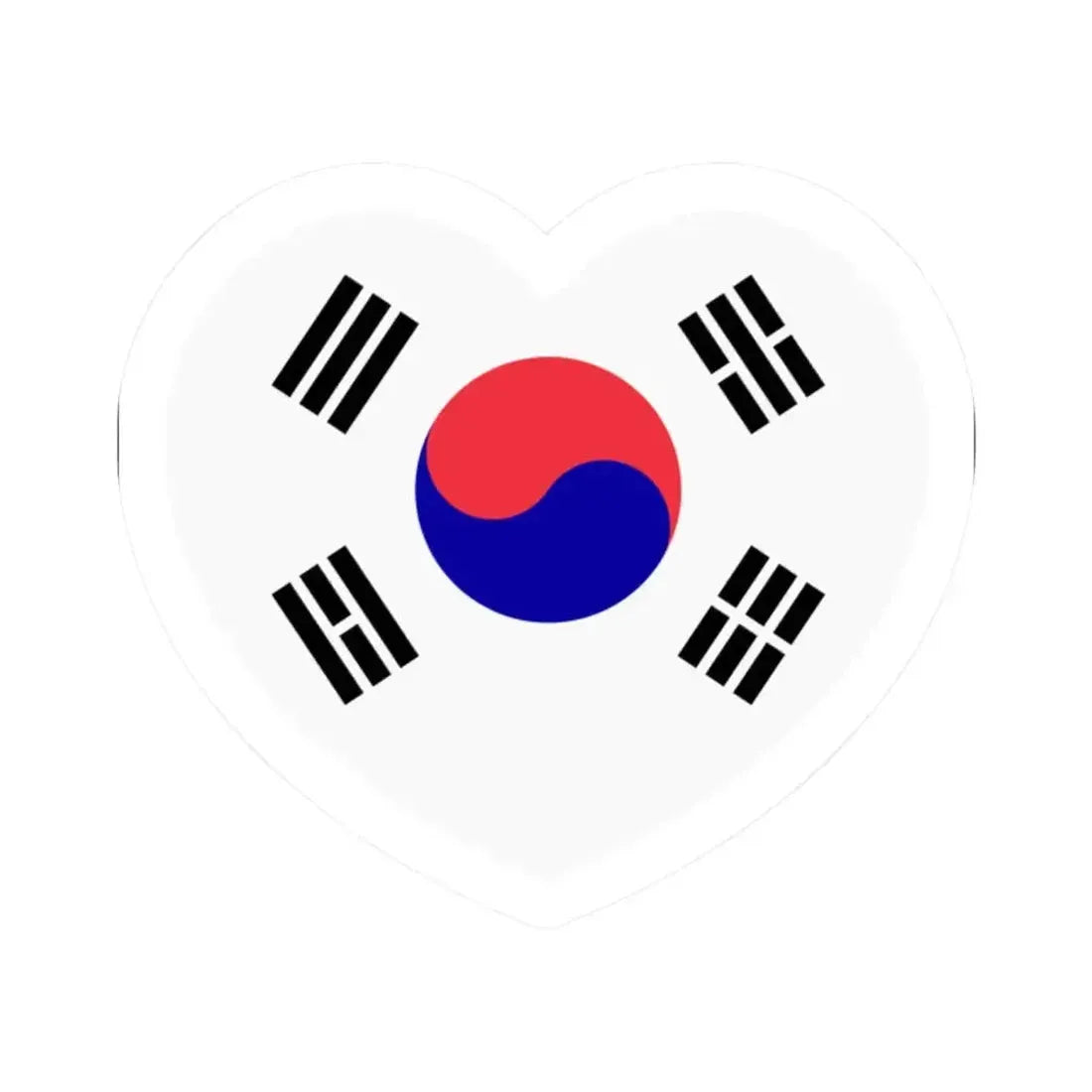 Heart Flag of South Korea 1984-1997 - STICKER Vinyl Kiss-Cut Decal 2 Inch White - The Sticker Space