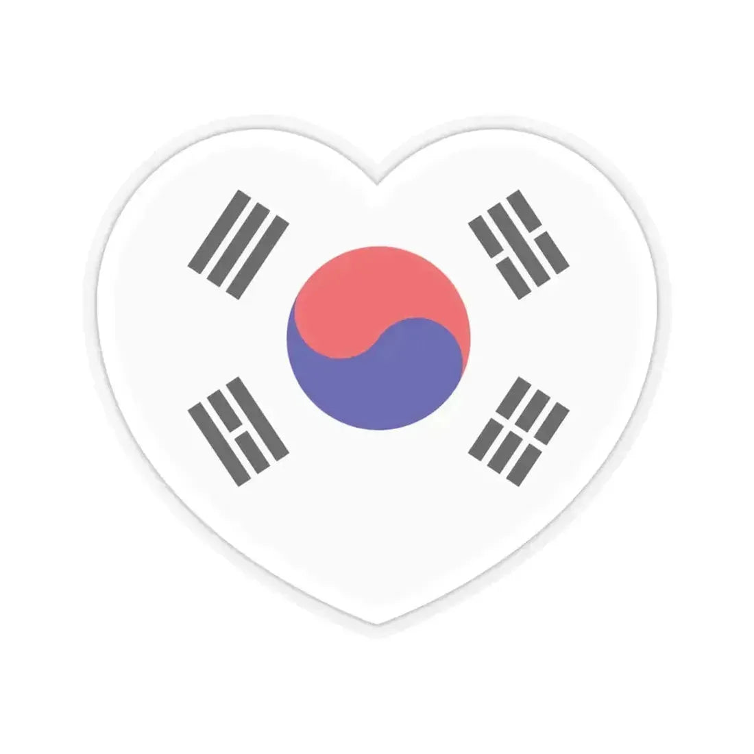 Heart Flag of South Korea 1984-1997 - STICKER Vinyl Kiss-Cut Decal 4 Inch Transparent - The Sticker Space