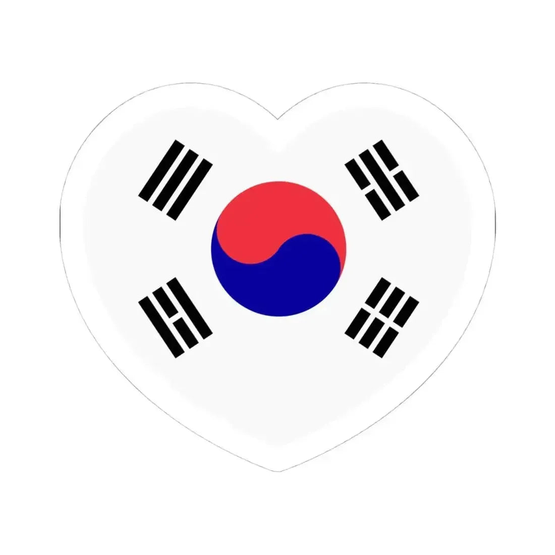 Heart Flag of South Korea 1984-1997 - STICKER Vinyl Kiss-Cut Decal 4 Inch White - The Sticker Space