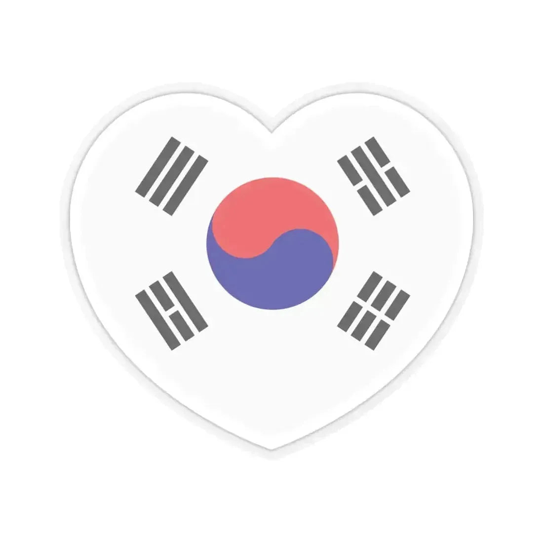 Heart Flag of South Korea 1984-1997 - STICKER Vinyl Kiss-Cut Decal 6 Inch Transparent - The Sticker Space