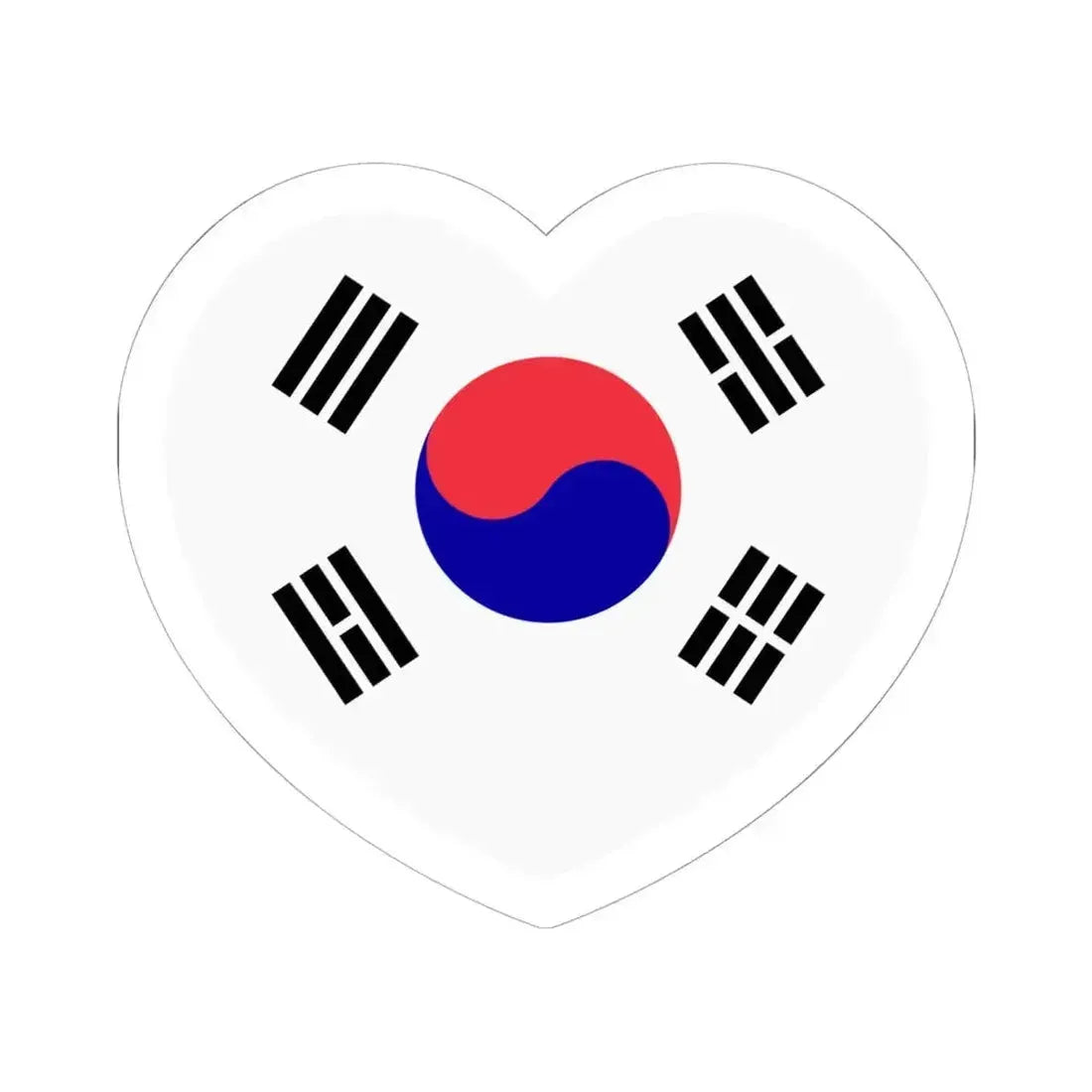Heart Flag of South Korea 1984-1997 - STICKER Vinyl Kiss-Cut Decal 6 Inch White - The Sticker Space