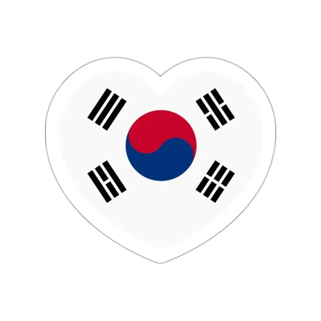 Heart Flag of South Korea 1997-2011 - STICKER Vinyl Die-Cut Decal White Die-Cut 2 Inch - The Sticker Space