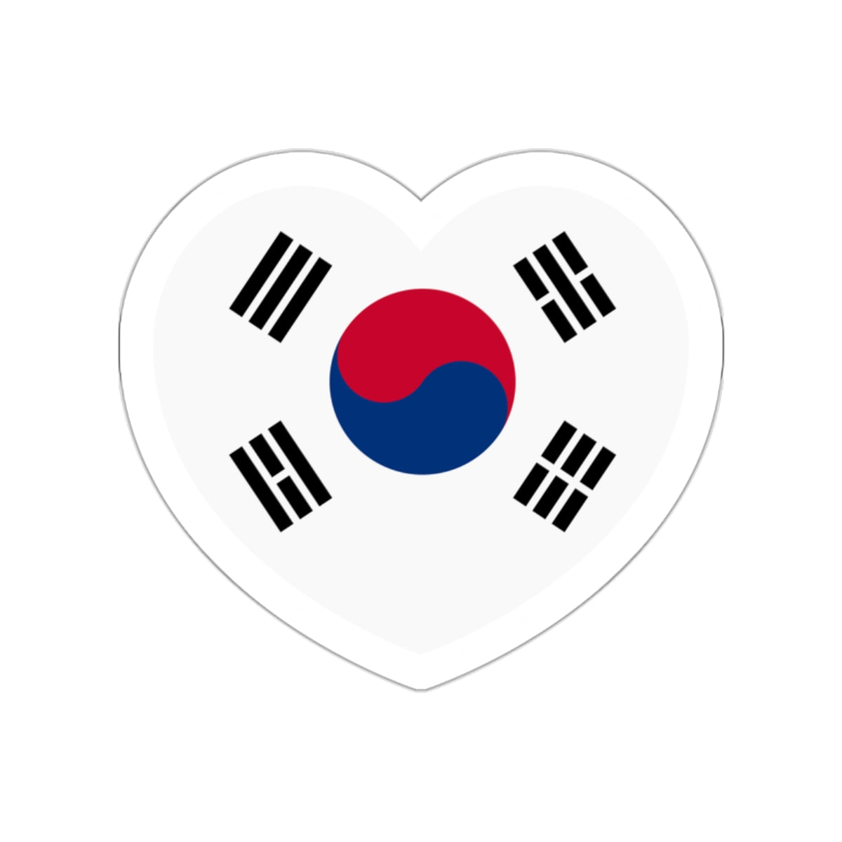 Heart Flag of South Korea 1997-2011 - STICKER Vinyl Die-Cut Decal-White-The Sticker Space