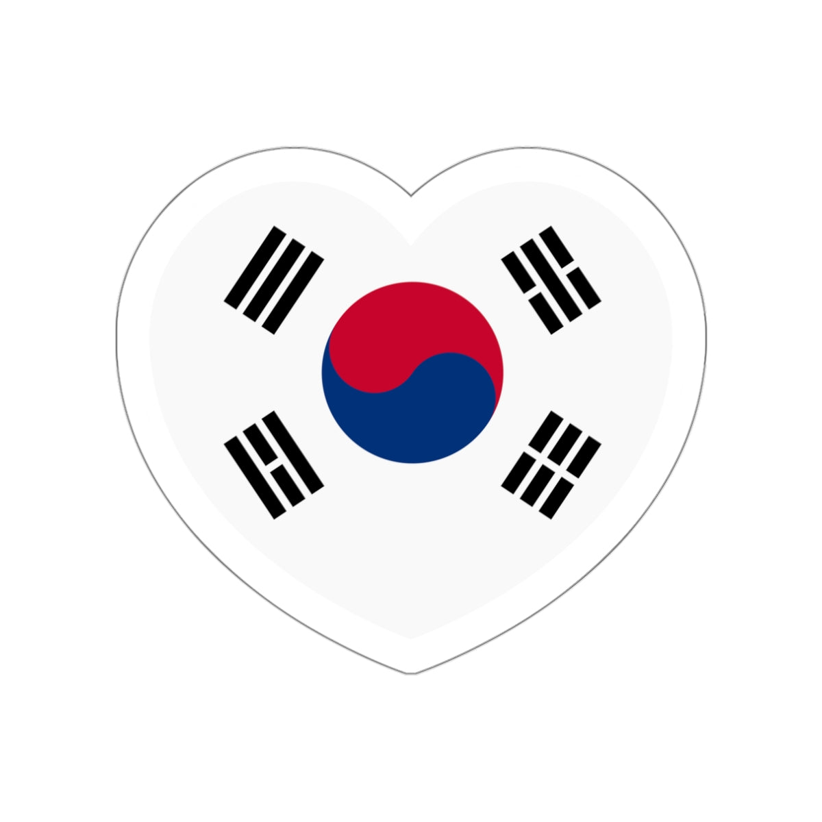 Heart Flag of South Korea 1997-2011 - STICKER Vinyl Die-Cut Decal-White-The Sticker Space