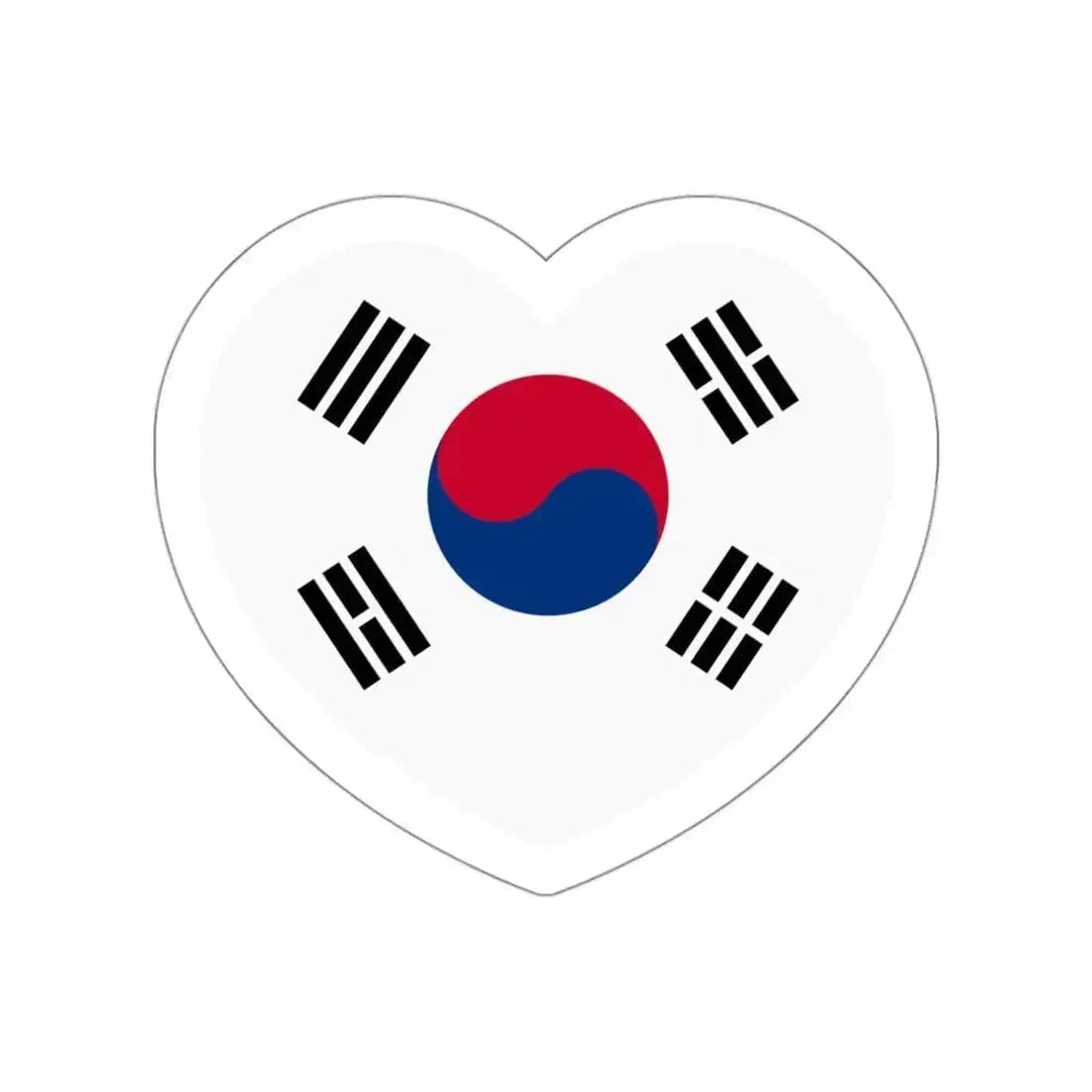 Heart Flag of South Korea 1997-2011 - STICKER Vinyl Die-Cut Decal White Die-Cut 3 Inch - The Sticker Space