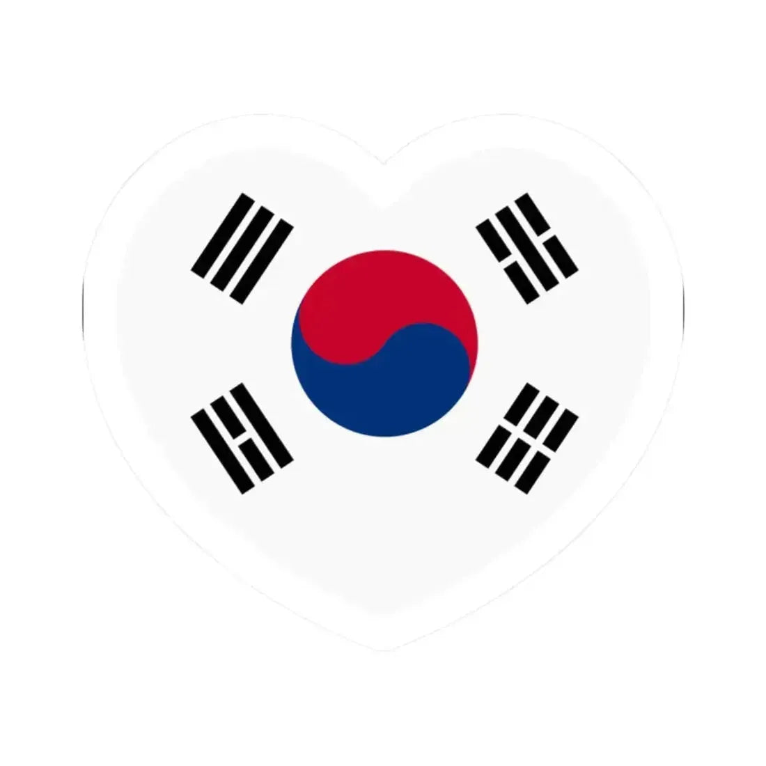 Heart Flag of South Korea 1997-2011 - STICKER Vinyl Kiss-Cut Decal 2 Inch White - The Sticker Space
