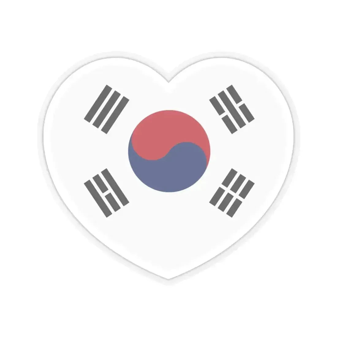 Heart Flag of South Korea 1997-2011 - STICKER Vinyl Kiss-Cut Decal 4 Inch Transparent - The Sticker Space