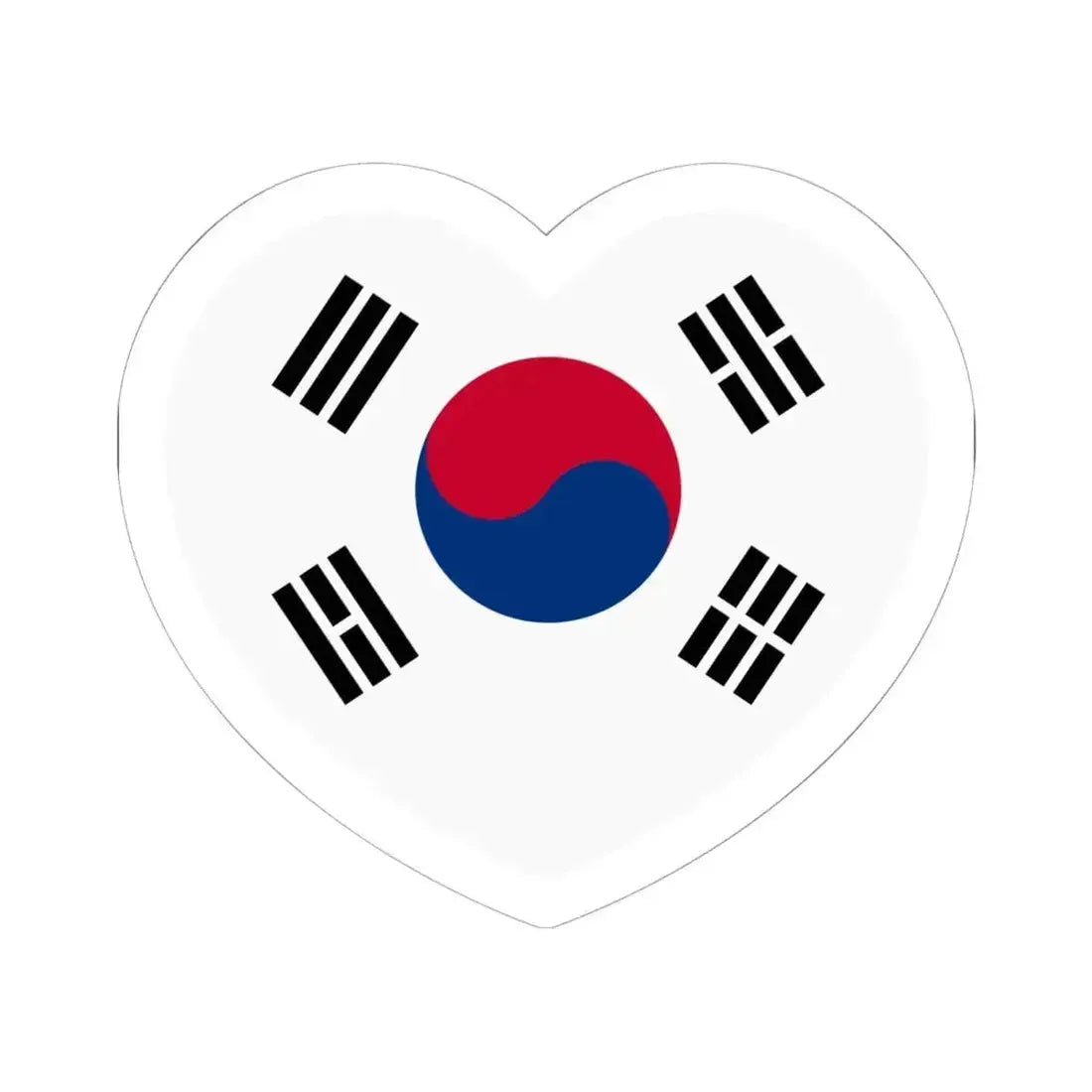Heart Flag of South Korea 1997-2011 - STICKER Vinyl Kiss-Cut Decal 6 Inch White - The Sticker Space