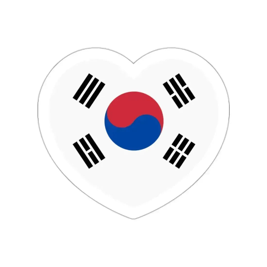 Heart Flag of South Korea - STICKER Vinyl Die-Cut Decal White Die-Cut 2 Inch - The Sticker Space