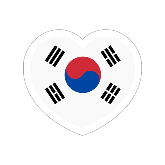 Heart Flag of South Korea - STICKER Vinyl Die-Cut Decal-White-The Sticker Space