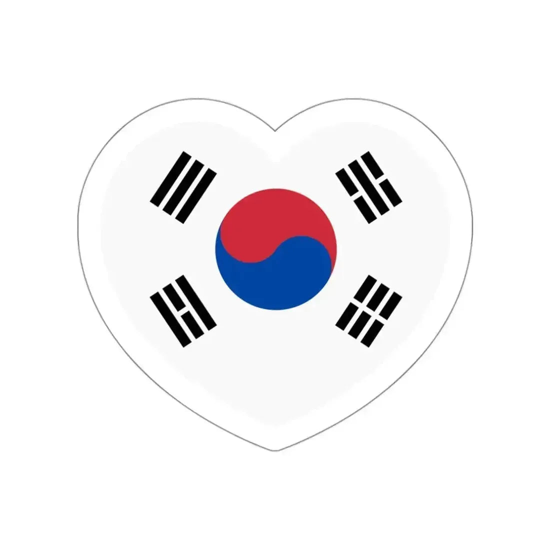 Heart Flag of South Korea - STICKER Vinyl Die-Cut Decal White Die-Cut 3 Inch - The Sticker Space