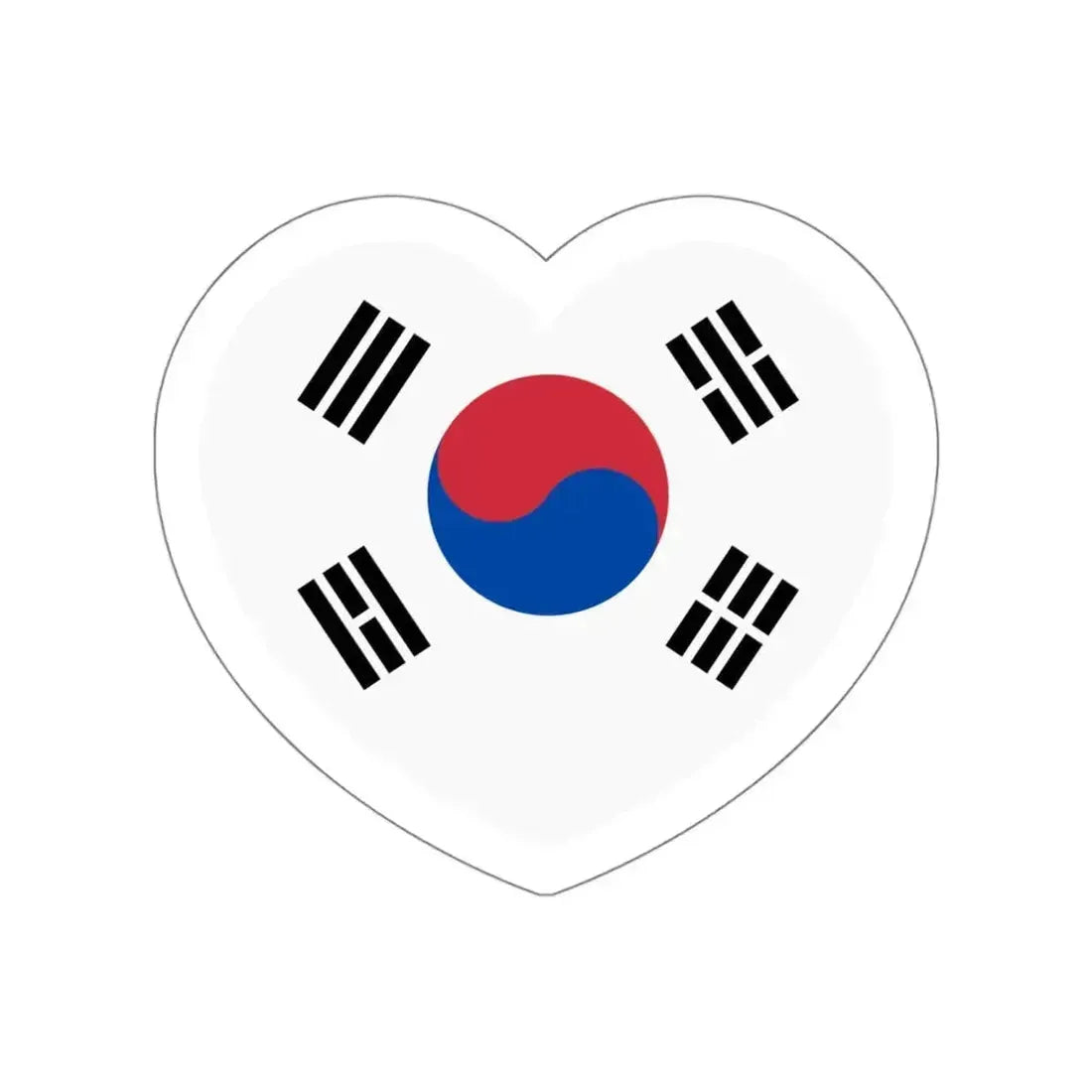 Heart Flag of South Korea - STICKER Vinyl Die-Cut Decal White Die-Cut 6 Inch - The Sticker Space