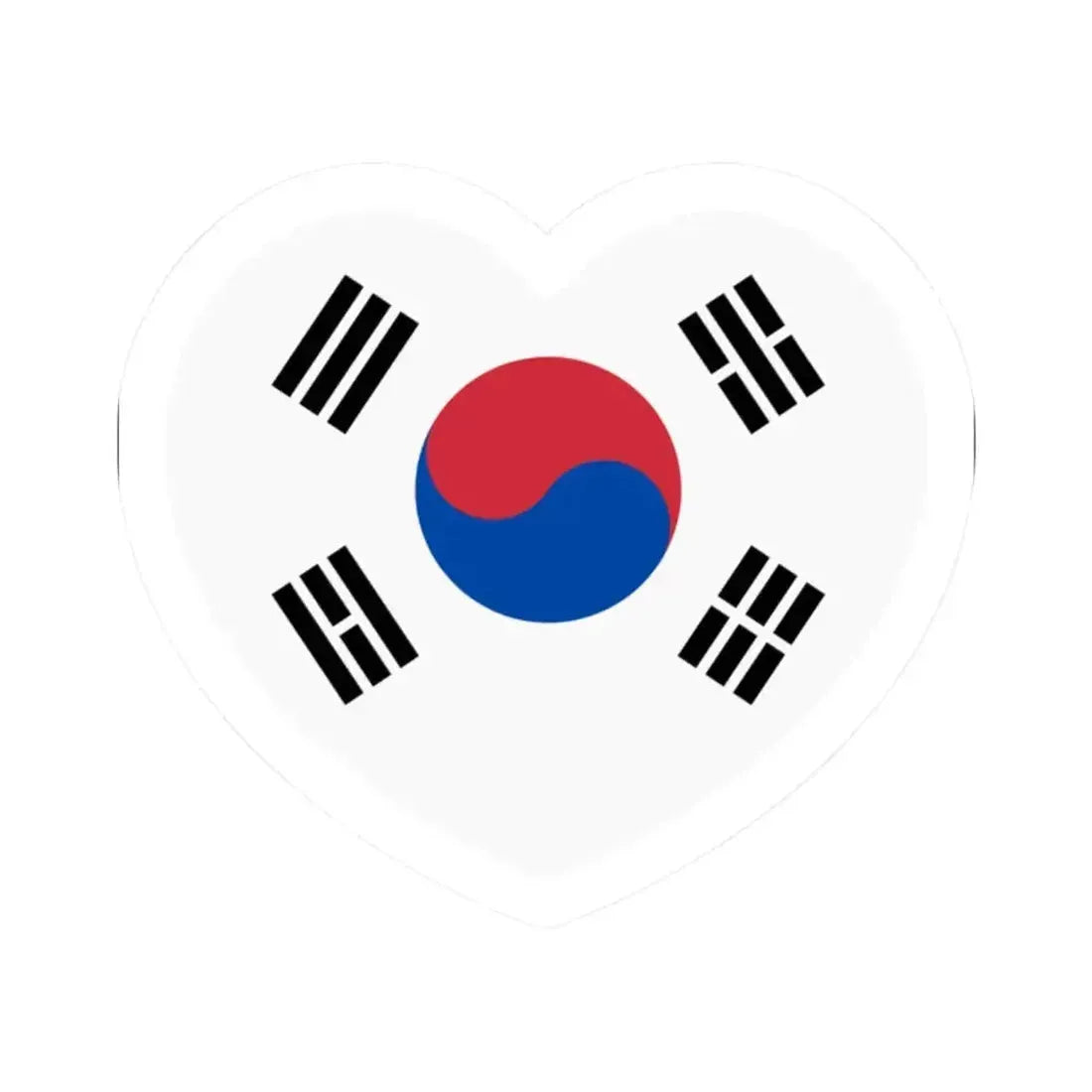 Heart Flag of South Korea - STICKER Vinyl Kiss-Cut Decal 2 Inch White - The Sticker Space