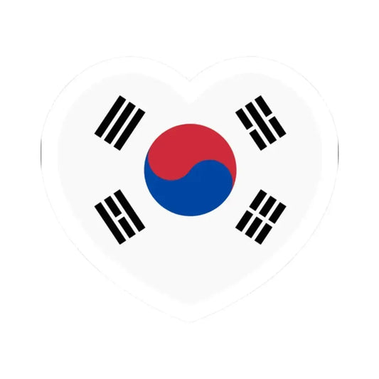 Heart Flag of South Korea - STICKER Vinyl Kiss-Cut Decal 2 Inch White - The Sticker Space