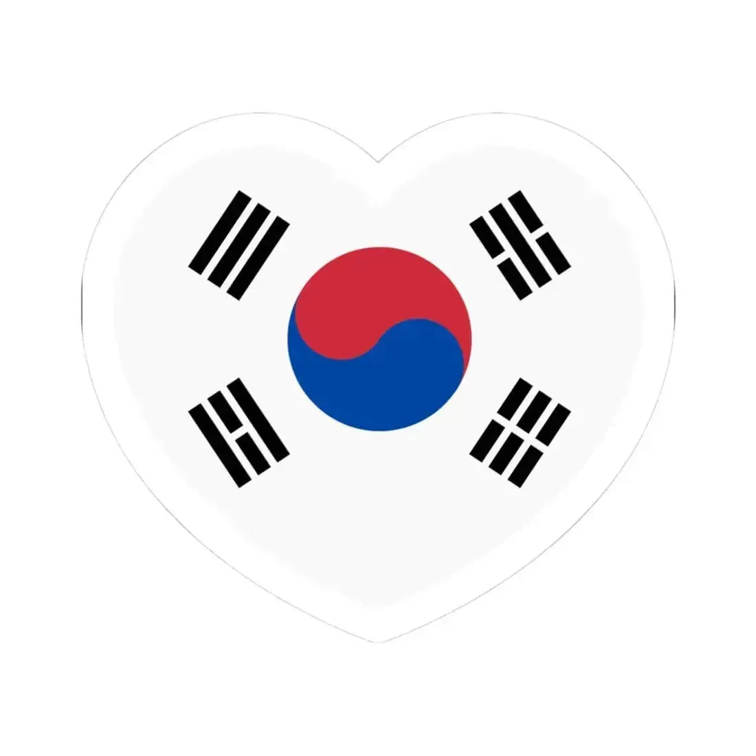 Heart Flag of South Korea - STICKER Vinyl Kiss-Cut Decal 3 Inch White - The Sticker Space