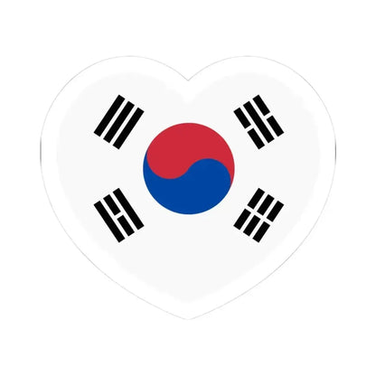 Heart Flag of South Korea - STICKER Vinyl Kiss-Cut Decal 3 Inch White - The Sticker Space