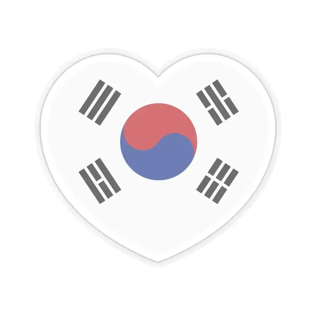 Heart Flag of South Korea - STICKER Vinyl Kiss-Cut Decal 6 Inch Transparent - The Sticker Space