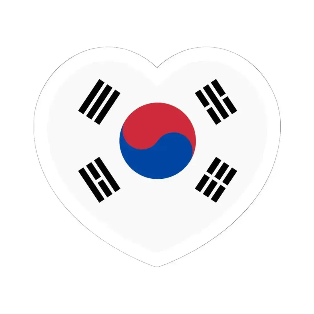 Heart Flag of South Korea - STICKER Vinyl Kiss-Cut Decal 6 Inch White - The Sticker Space