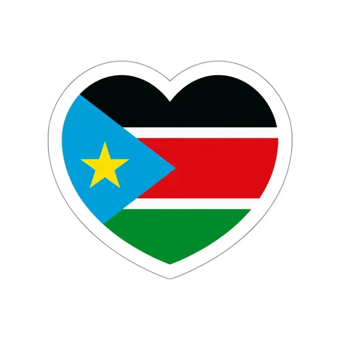 Heart Flag of South Sudan - STICKER Vinyl Die-Cut Decal White Die-Cut 3 Inch - The Sticker Space