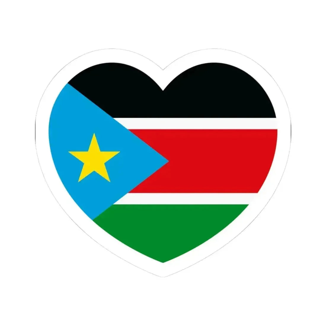 Heart Flag of South Sudan - STICKER Vinyl Kiss-Cut Decal 3 Inch White - The Sticker Space