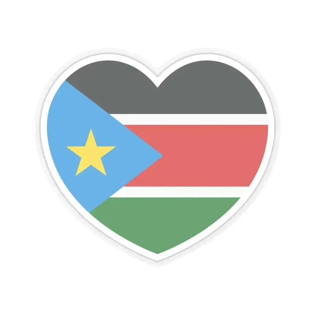Heart Flag of South Sudan - STICKER Vinyl Kiss-Cut Decal 4 Inch Transparent - The Sticker Space