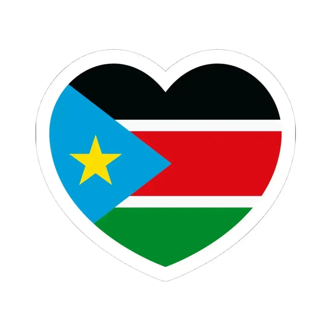 Heart Flag of South Sudan - STICKER Vinyl Kiss-Cut Decal 4 Inch White - The Sticker Space