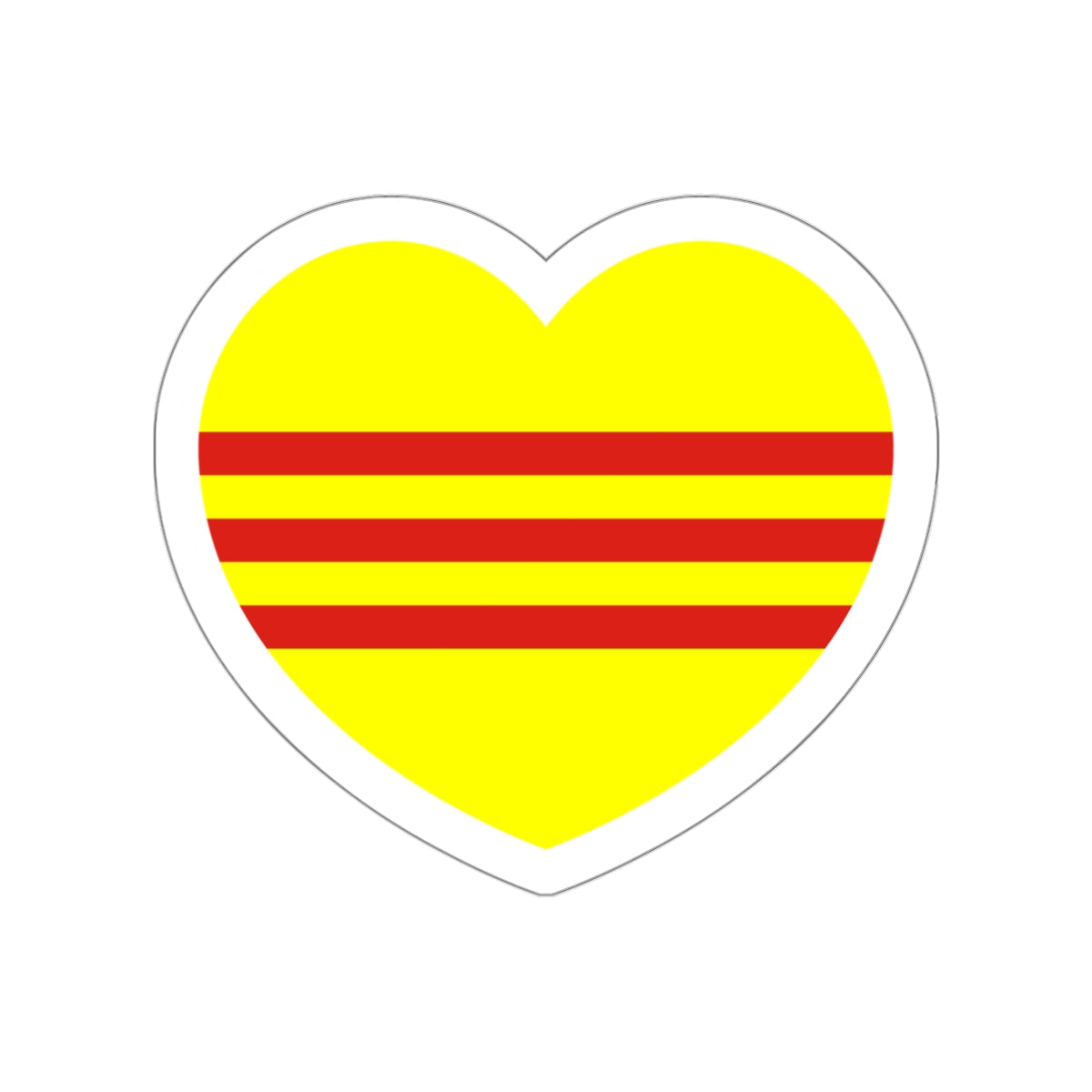 Heart Flag of South Vietnam - STICKER Vinyl Die-Cut Decal-White-The Sticker Space