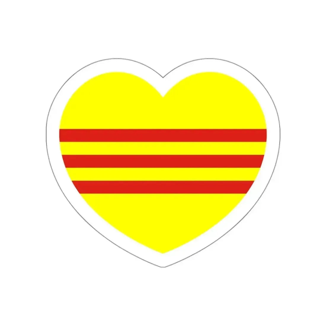 Heart Flag of South Vietnam - STICKER Vinyl Die-Cut Decal White Die-Cut 3 Inch - The Sticker Space
