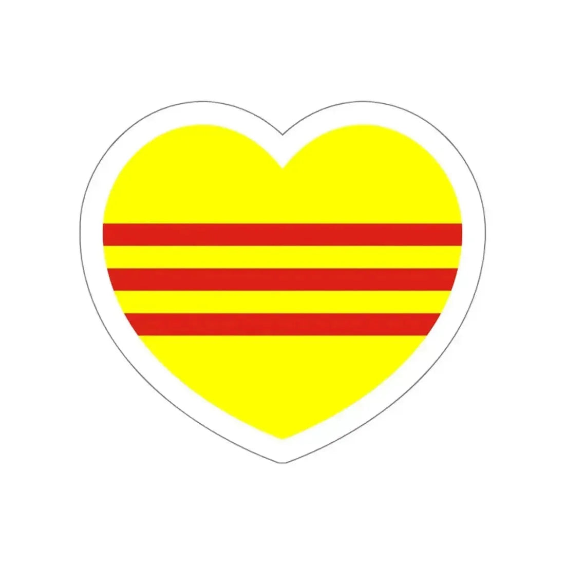Heart Flag of South Vietnam - STICKER Vinyl Die-Cut Decal White Die-Cut 6 Inch - The Sticker Space