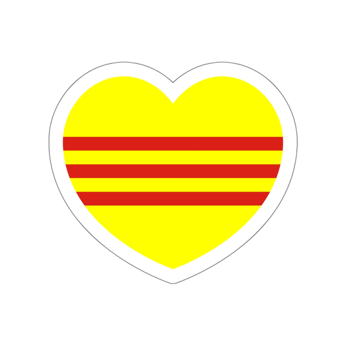 Heart Flag of South Vietnam - STICKER Vinyl Die-Cut Decal-White-The Sticker Space