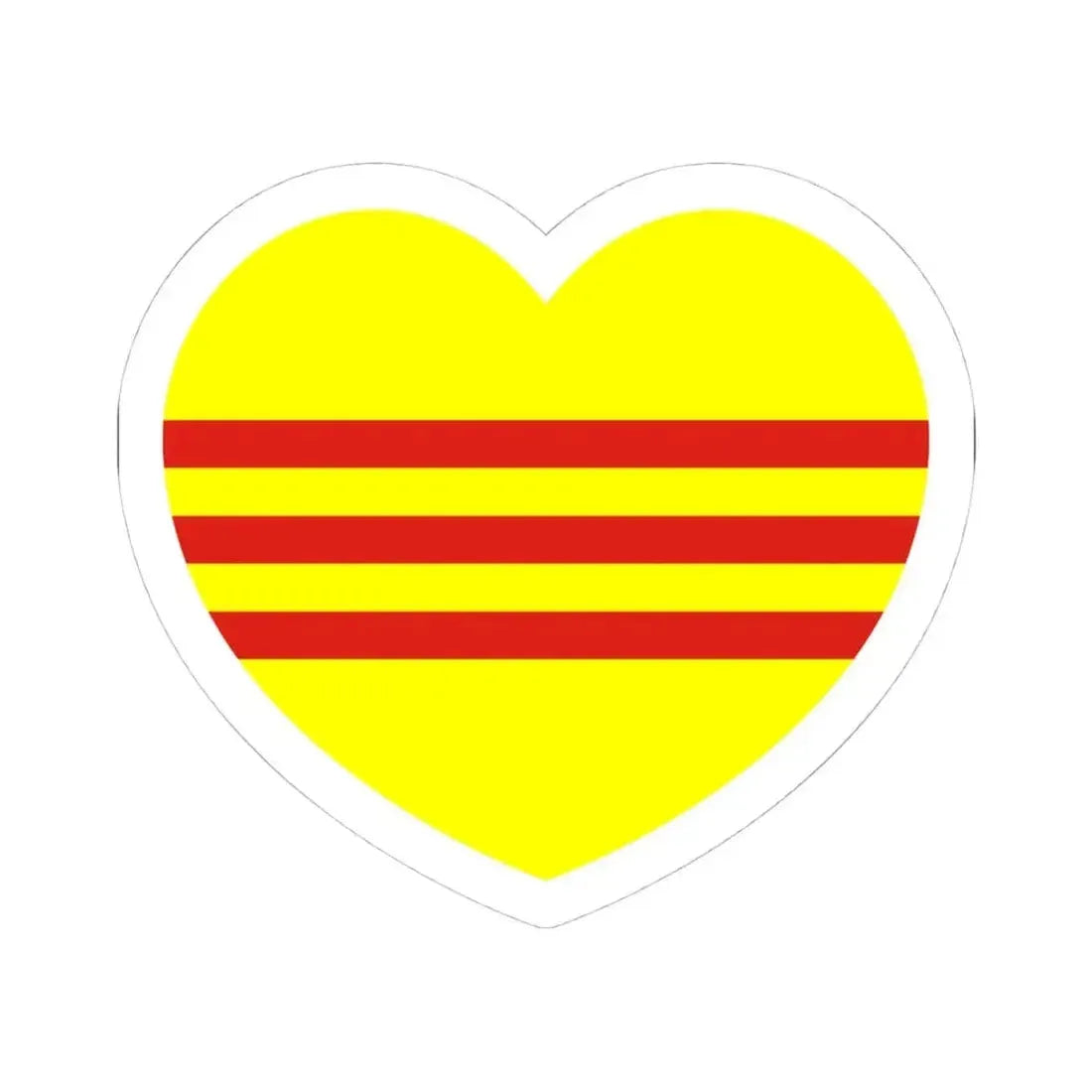 Heart Flag of South Vietnam - STICKER Vinyl Kiss-Cut Decal 4 Inch White - The Sticker Space
