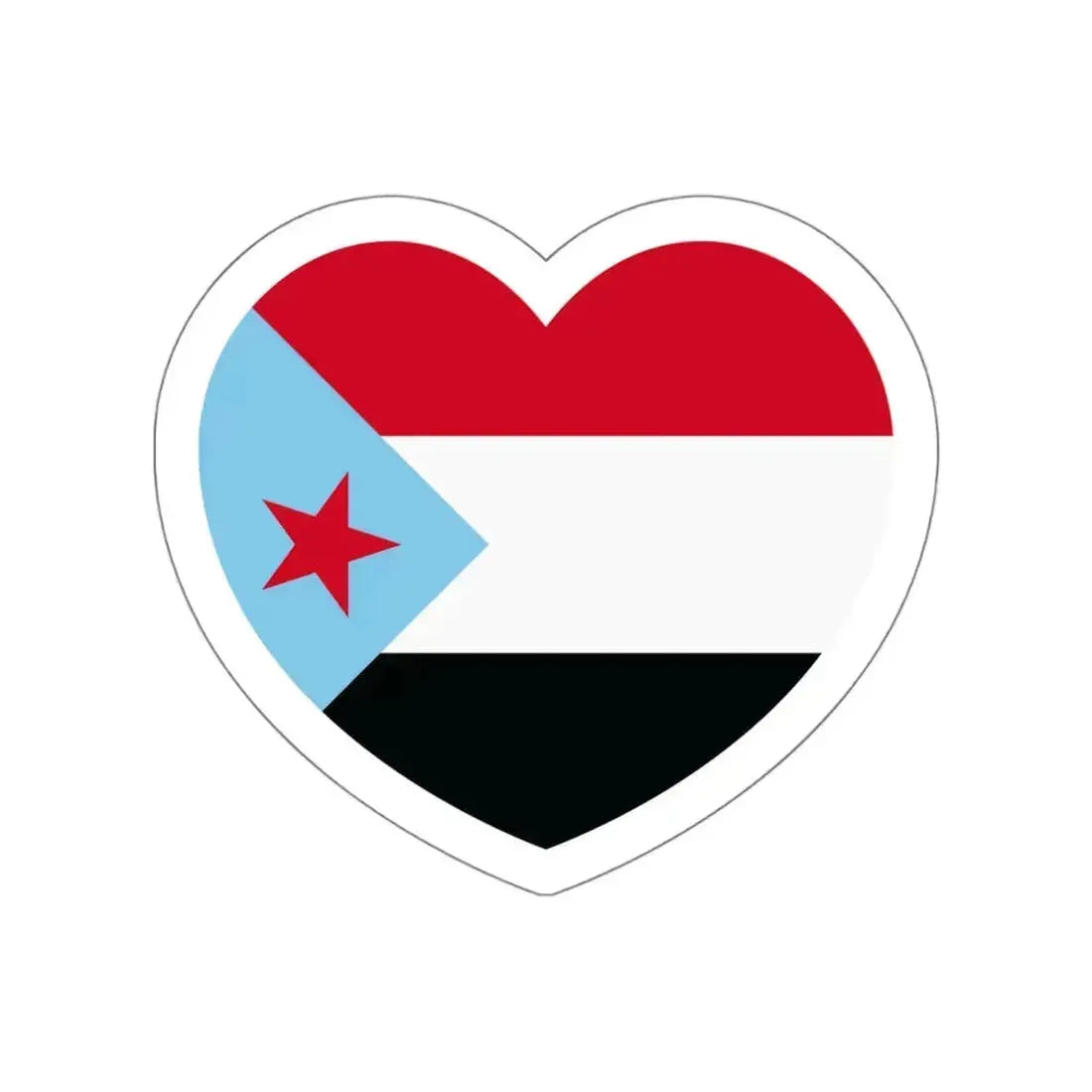 Heart Flag of South Yemen - STICKER Vinyl Die-Cut Decal White Die-Cut 6 Inch - The Sticker Space