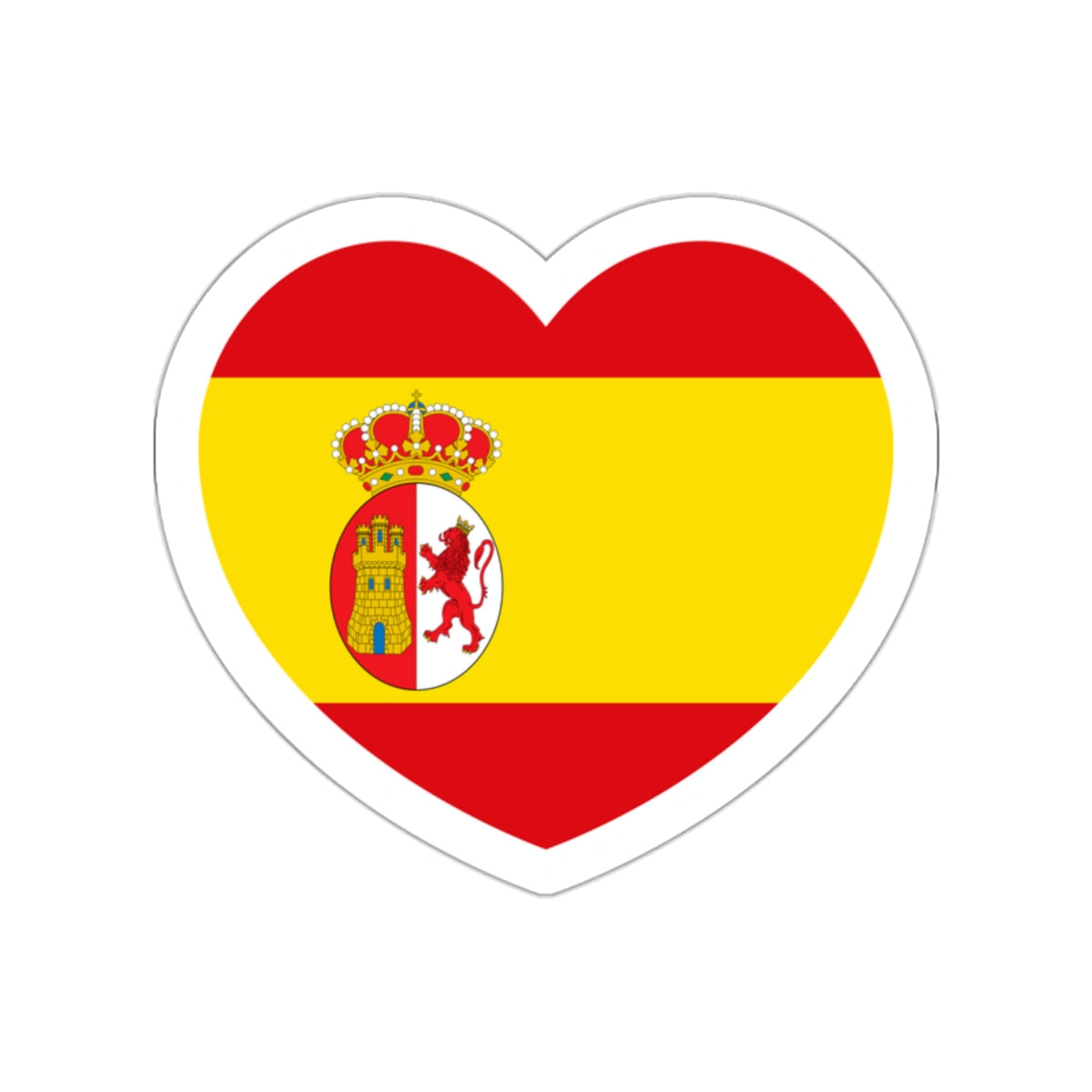 Heart Flag of Spain 1785-1873, 1875-1931 - STICKER Vinyl Die-Cut Decal-White-Die-Cut-2 Inch-The Sticker Space