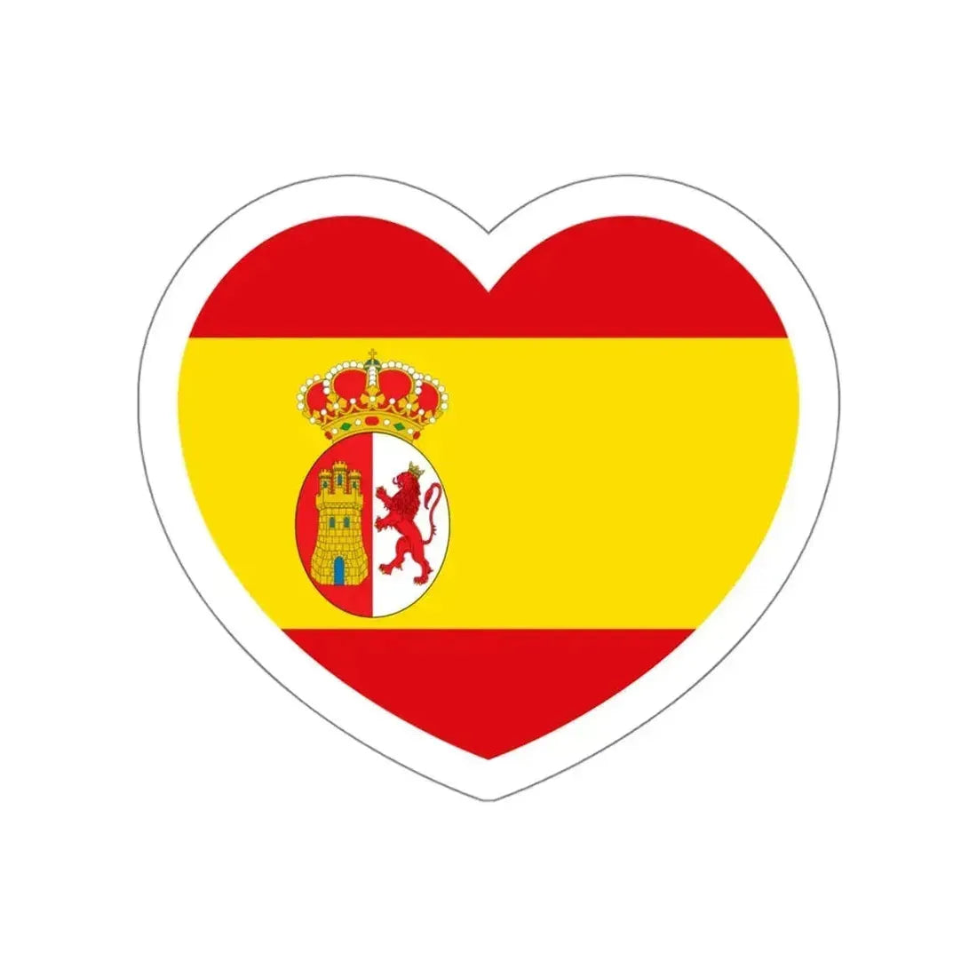 Heart Flag of Spain 1785-1873, 1875-1931 - STICKER Vinyl Die-Cut Decal White Die-Cut 6 Inch - The Sticker Space