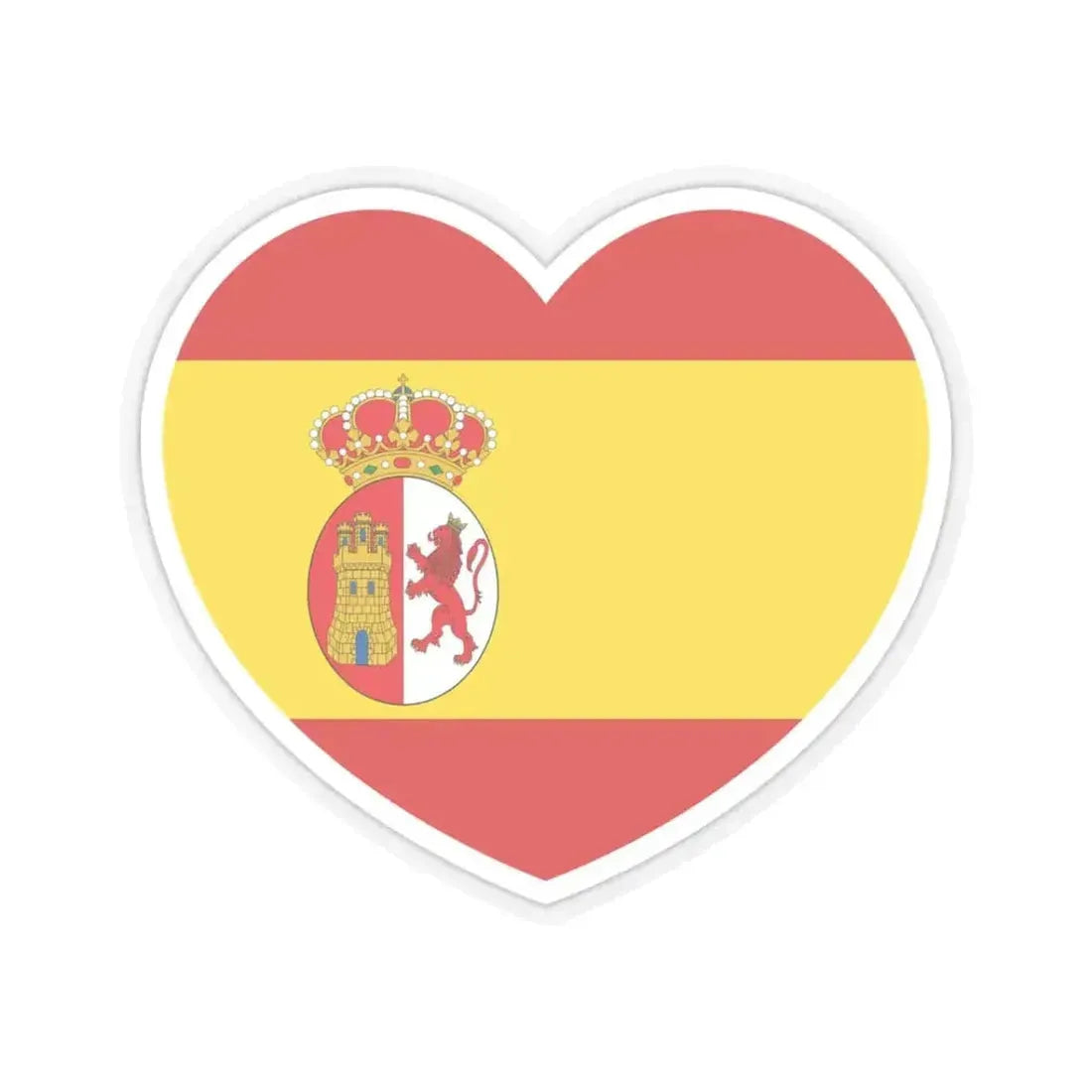 Heart Flag of Spain 1785-1873, 1875-1931 - STICKER Vinyl Kiss-Cut Decal 3 Inch Transparent - The Sticker Space
