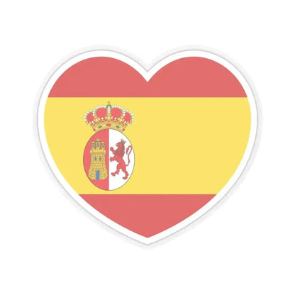 Heart Flag of Spain 1785-1873, 1875-1931 - STICKER Vinyl Kiss-Cut Decal 4 Inch Transparent - The Sticker Space