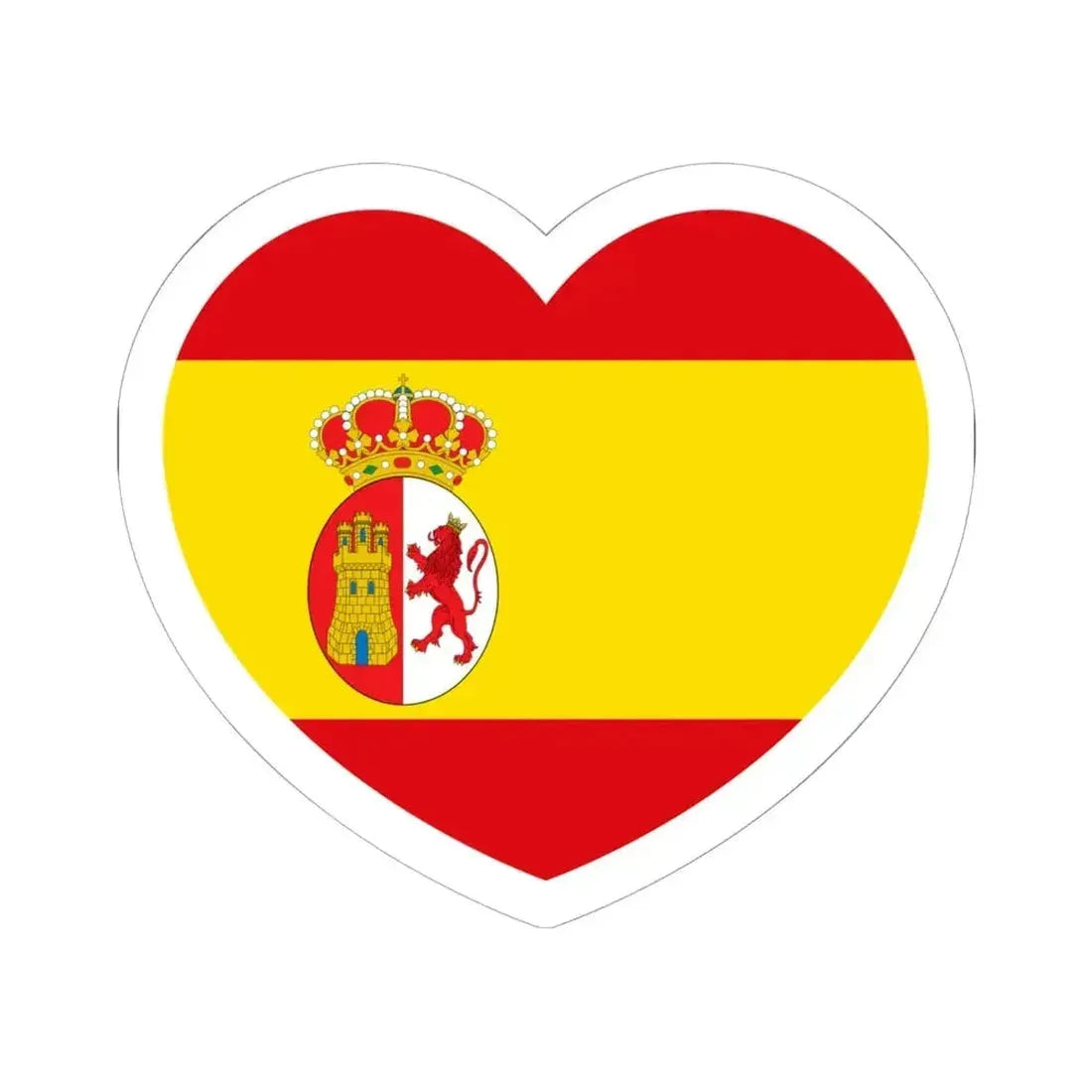 Heart Flag of Spain 1785-1873, 1875-1931 - STICKER Vinyl Kiss-Cut Decal 6 Inch White - The Sticker Space