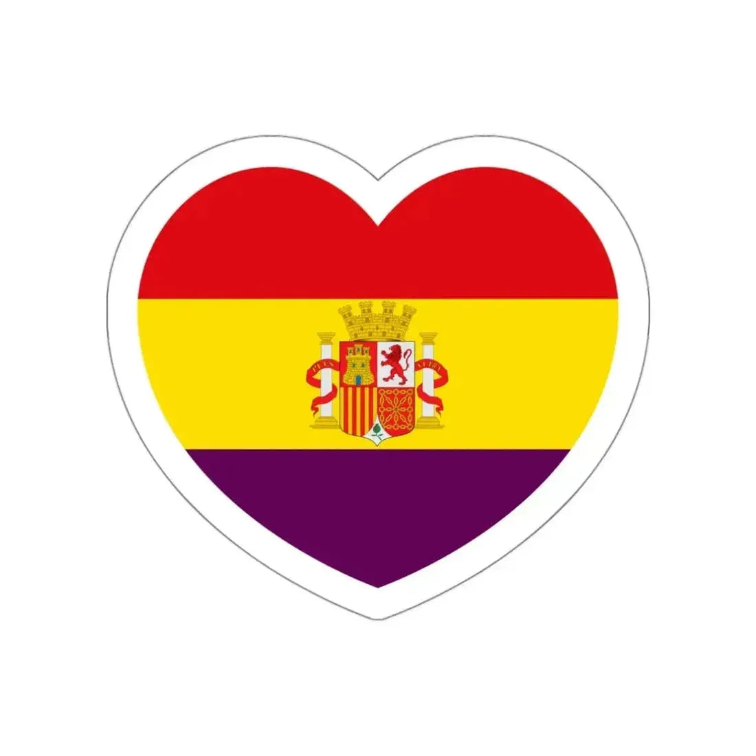 Heart Flag of Spain 1931-1939 - STICKER Vinyl Die-Cut Decal - The Sticker Space