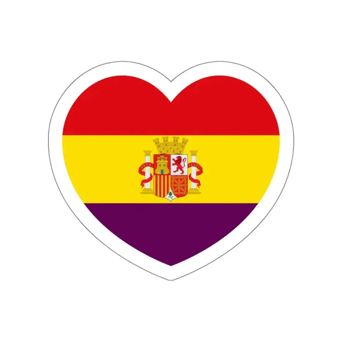 Heart Flag of Spain 1931-1939 - STICKER Vinyl Die-Cut Decal - The Sticker Space
